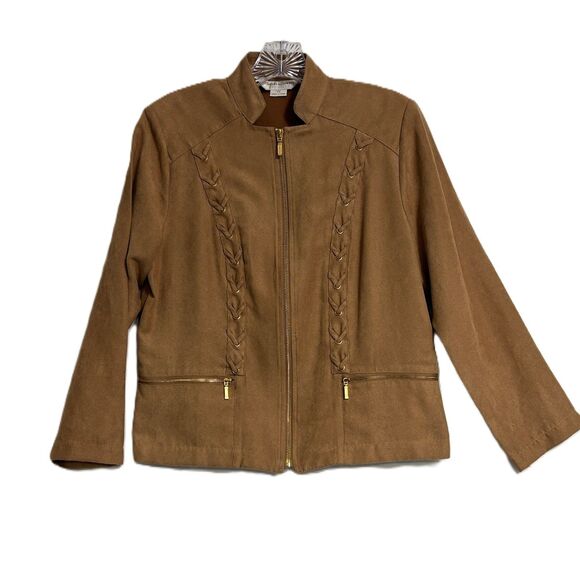 drapers & damons Jackets & Blazers - Draper's & Damon's Faux Suede Zip Jacket  Braided Trim Western Bohemian Chic PS